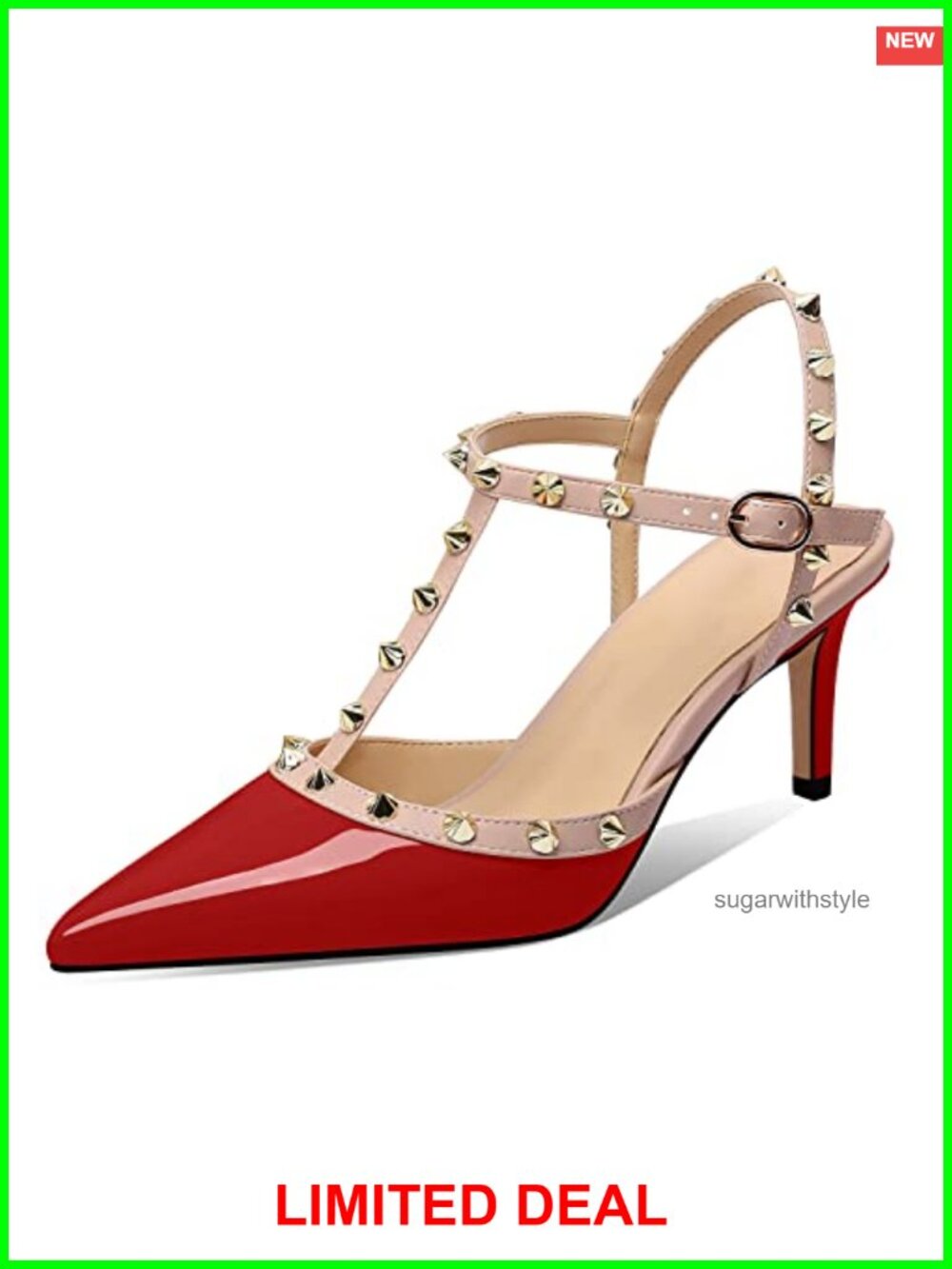 Studded Heels for Women Slingback Slingback Kitten Heel Pointed Toe Sandals